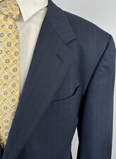 Jhane Barnes Men’s Navy Pinstripe One Button Wool Suit Sz 46 XL Pants 40 X 32