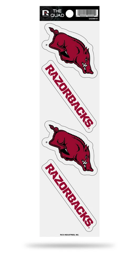 Arkansas Razorbacks Set of 4 Decals Stickers The Quad by Rico - Image 1 of 1