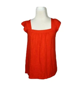 Country Road Tee Top Size XS Solid Orange Cap Sleeve Relaxed Fit Cotton - Picture 1 of 6