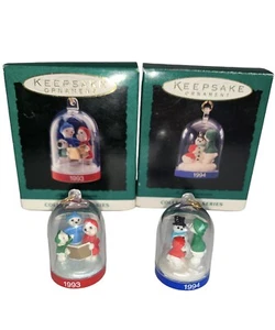 Hallmark Miniature Ornament The Bearymores 1993 & 1994 Snow globe Ornaments - Picture 1 of 11