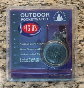 Cedar Creek Buck & Doe Deer Swivel Clip Quartz Pocket Watch New Sealed NOS - Picture 1 of 2