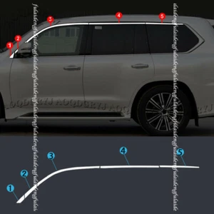 For LEXUS LX570 2016-2021 Chrome steel Car upper Window Strips frame Sill Trim - Picture 1 of 8