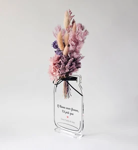 Custom Acrylic Vase Plaque Dried Flower Posy Mother's Day Birthday Gift Mum Nana - Picture 1 of 12