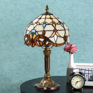 Table Lamp Tiffany Style Stained Glass Handcrafeted Baroque Light 14" Tall - Picture 1 of 7