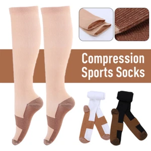 Flight Travel Socks Compression Anti Swelling Fatigue Support Pain Relief Black - Picture 1 of 18