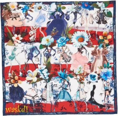 CHRISTIAN LACROIX Azul Marino FLORES FELIZ ANIVERSARIO Seda Pañuelo Bandana Nuevo Con Etiquetas Auténtico Foto 1 de 3