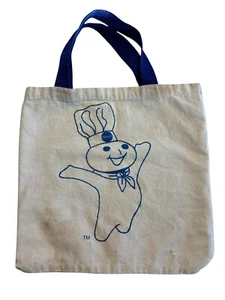 1990s New PILLSBURY Doughboy POPPIN' FRESH Canvas TOTE BAG Flour Baking - Picture 1 of 6