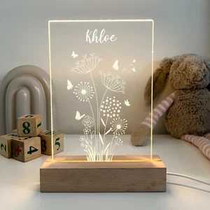 Personalized LED  Light Up Wood Lamp Stand Ladies Mom Flowers Room Décor Gift - Picture 1 of 10