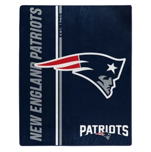 New England Patriots Blanket Royal Plush Raschel Throw Navy Blue NFL 50 x 60 in - Picture 1 of 9
