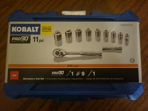 Kobalt 11pc 3/8" Drive Pro90 SAE Ratchet & Socket Kit 0840024 (Brand New) - Picture 1 of 2