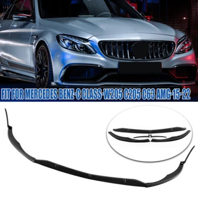 Divisor de labios de parachoques delantero negro brillante para Mercedes Benz W205 C63 AMG S 15-2021 Foto 1 de 4