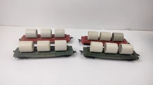 HO Mantua Lot Of 4 Western Maryland WM 2475 Great Northrrn Flat Car w Pipe Load - Picture 1 of 8