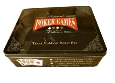 Professional Poker Games Collection Texas Hold'em Poker Set Tin Can 100 Chips - Image 1 of 4