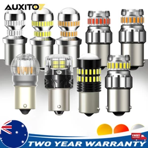 2X AUXITO BA15S 1156 LED TURN SIGNAL INDICATOR CANBUS BULB GLOBE WHITE AMBER RED - Picture 1 of 70
