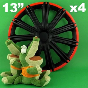 Radkappen 13" Nero ★ 4 Stück ★ SCHWARZ+ROT für SUZUKI Baleno Ignis ROVER 100 - Bild 1 von 1