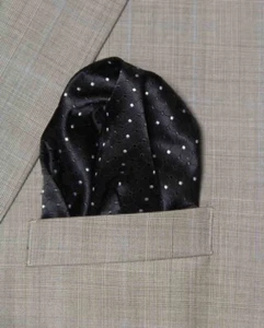 Gascoigne Pocket Square Black White Gray Polka Dots Men's - Picture 1 of 2