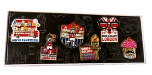 David & Goliath London 2012 Olympics 6-Piece Commemorative Pin Set Rare New - Picture 1 of 2