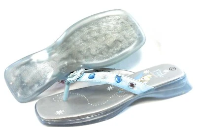 Girls Kids Youth Disney Princess Tink Silver Flower Sandals Flip Flops Shoes - Image 1 of 3