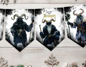 Krampus Alpenfolklore Heidnische Weihnachten Wimpel & Band Weihnachtsdeko - Bild 1 von 6