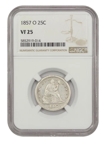1857-O 25c NGC VF25 Cover
