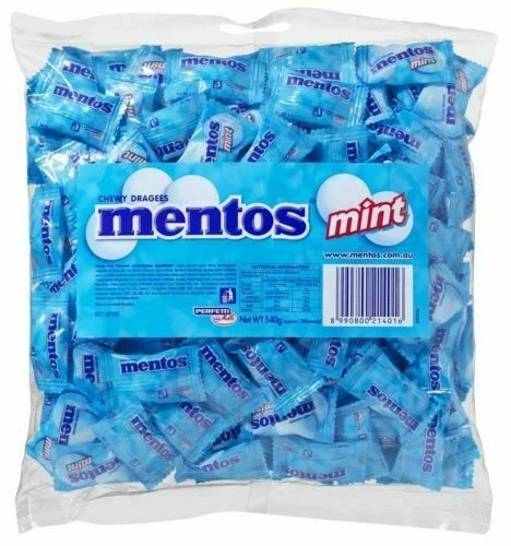 Mentos Mint x 540g Pillow Pack 200 Chews Candy Buffet Bulk Lollies Party Favors - image 1 of 4