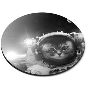 Round Mouse Mat (bw) - Cute Cat Space Astronaut Kitten Animal  #41099 - Afbeelding 1 van 8