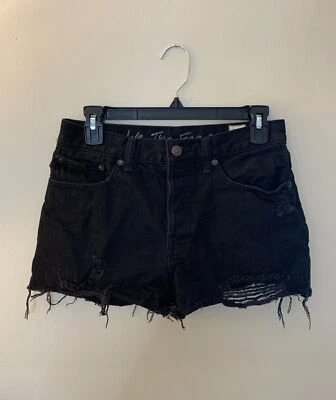 Free People We The Free Floral Black Raw Hem Destroyed Shorts 27 - Image 1 of 4