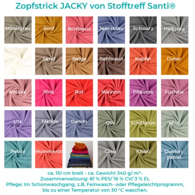 Zopfstrick Jacquard "JACKY" 0,5m Strickstoffe Winterstoffe - Jersey Meterware - Bild 1 von 4