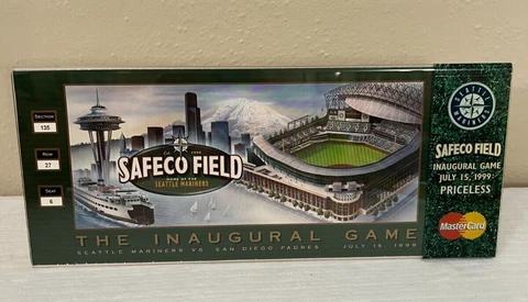 Safeco Field Inaugural Game Oversized Ticket 7/15/99 Souvenir Seattle Mariners Cover
