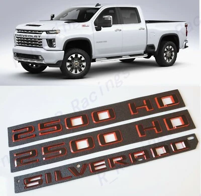 Porta traseira preta vermelha 2500HD emblemas Silverado 2019+ Silverado 2500 HD - Imagem 1 de 4