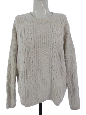 Topshop Jersey Cable Tejido Beige Y2K Angora Conejo Mezcla Gran Tamaño Reino Unido 10 Foto 1 de 4