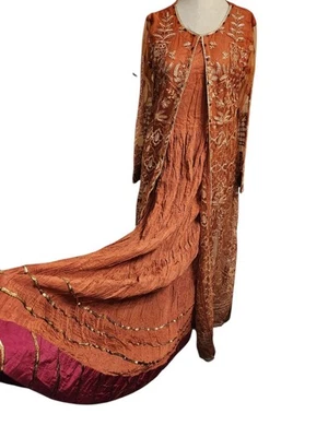 Xenia Pakistan Formal Dress W/ Embroidered Net Dupatta Size M Cinnamon Color.  - Image 1 of 4
