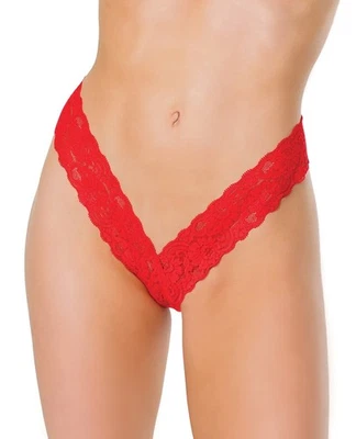 Tanga Coquette vieira elástico encaje pierna alta rojo Foto 1 de 2