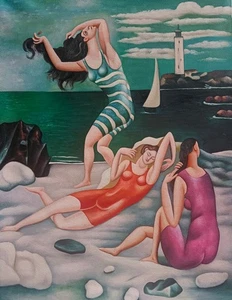 Pablo Picasso Bathers Beach Hand painted Oil painting Repro On Canvas Decor - Picture 1 of 10