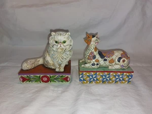 2 Jim Shore Heartwood Creek Cat Figurines Caliope & Victoria Persian & Calico VG - Bild 1 von 12