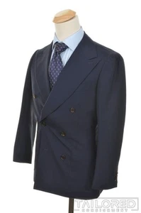 SUITSUPPLY Havana DB Azul Sólido Lana DB Chaqueta Pantalones TRAJE Delgado - 38 S - Imagen 1 de 10