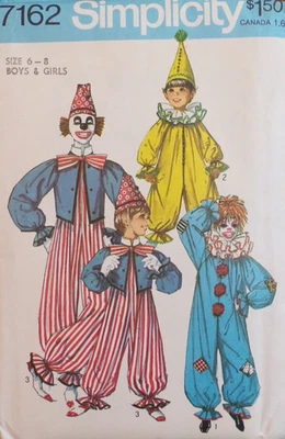 Simplicity Sewing Pattern 7162 Costume Boys Girls Clown Jumpsuit Size 6-8 VTG UC - Image 1 of 4