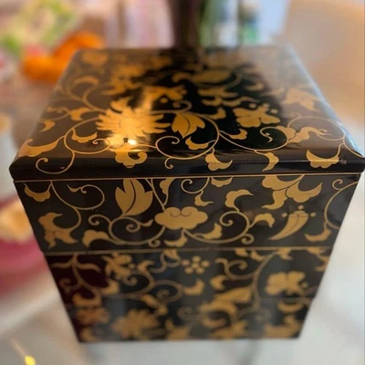 Antigua lonchera japonesa Jubako Jyubako lacada arabesca MAKI-E arte 14,7 pulgadas Foto 1 de 4