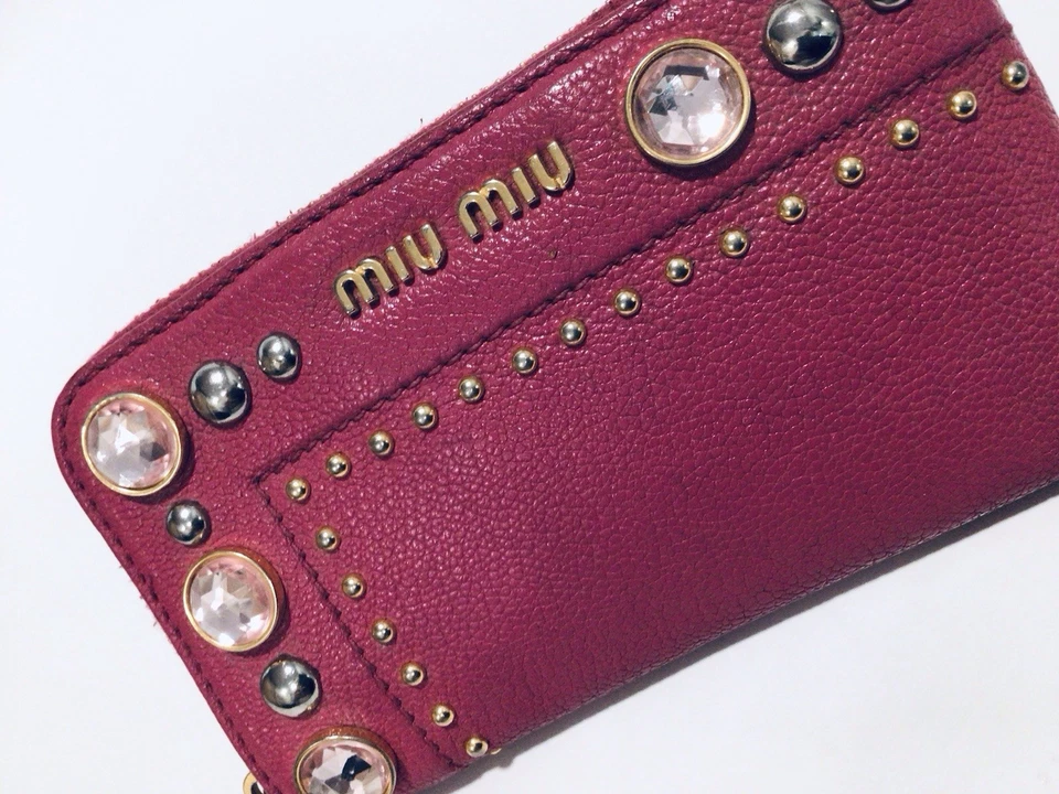 MIU MIU Damas FUNDA DE CUERO CON JOYAS BOLSO / BOLSA Foto 1 de 4