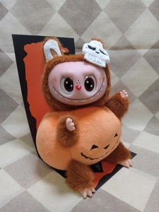 Pop Mart Labubu Happy Halloween Party Series Sitting Pumpkin Vinyl Plush Pendant - Picture 1 of 10