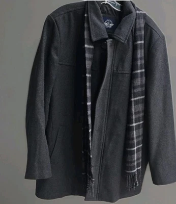 DOCKERS Weston Wool Blend Coat w/ Scarf Adult XLarge GRAY Topcoat Pea $180 - Image 1 of 4