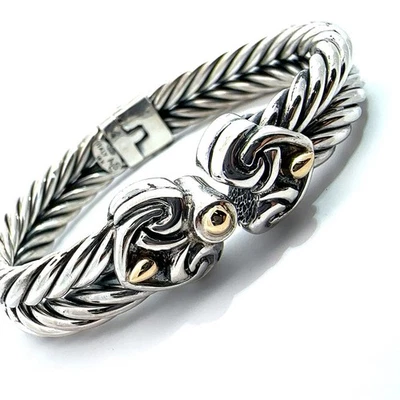 Pulseira de tecido de prata esterlina ouro amarelo 18k - Imagem 1 de 4