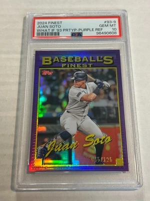 2024 TOPPS FINEST JUAN SOTO 65/125 WHAT IF 93 PURPLE REFRACTOR PSA 10 YANKEES SP - Image 1 of 2