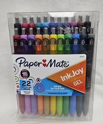 Paper Mate InkJoy GEL Pens Medium Point 22 Ct Multi Color Ink Joy Grip Box Broke — 第 1/4 张图片