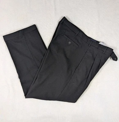 Trust Black Linen Blend Pants Mens 38x30 *FITS 37x29.5* Pleated Cuffed - Image 1 of 4