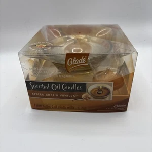Glade Scented Oil  Candles Spiced Rose & Vanilla Glass Holder & 2 Oil Refills - Picture 1 of 5