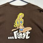 Vintage Lost Surf Girl T-Shirt Mens XL Brown Hookups Anime Skate Y2K 