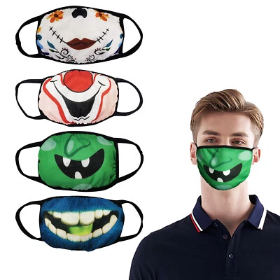 Halloween Scary Lovely Funny Soft 3 pcs 4 pcs Reusable Cloth Face Masks Set  - Image 1 of 4