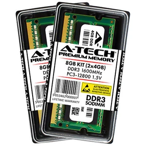 A-Tech 8GB (2 x 4GB) PC3-12800 Laptop SODIMM DDR3 1600 MHz 1.5V Memory RAM 4G 8G - Picture 1 of 4