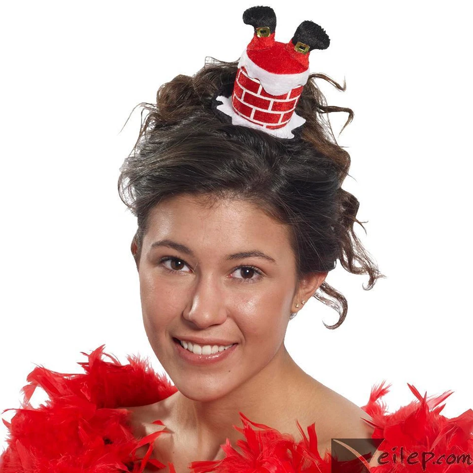 Forum Upside Down Santa in Chimney Christmas Hair Clip, Red White, One-Size 4" - Image 1 of 1